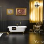 Banyo Dekorasyonunda Siyah ve Gold Uyumu 11
